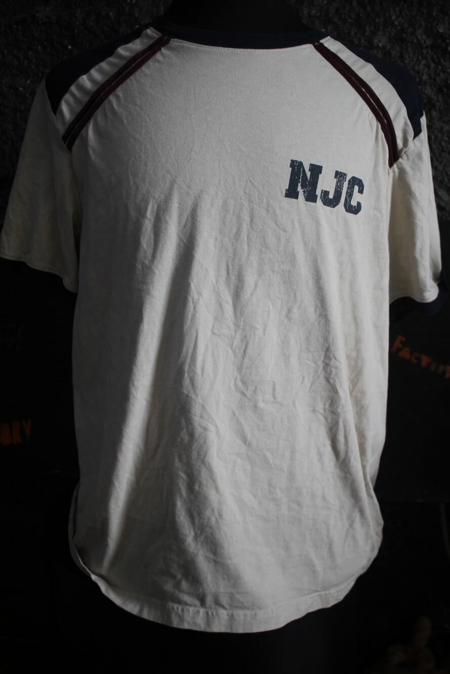 Nautica Jeans Company Mens Large NJC Union Jack Raglan Ringer T Shirt White